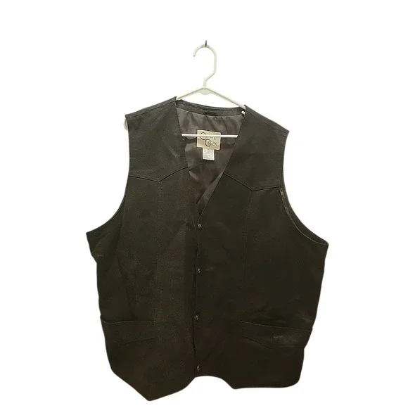 Cripple Creek Mens Vest 4XL Genuine  Leather Western Cowboy Brown New W/O Tags
