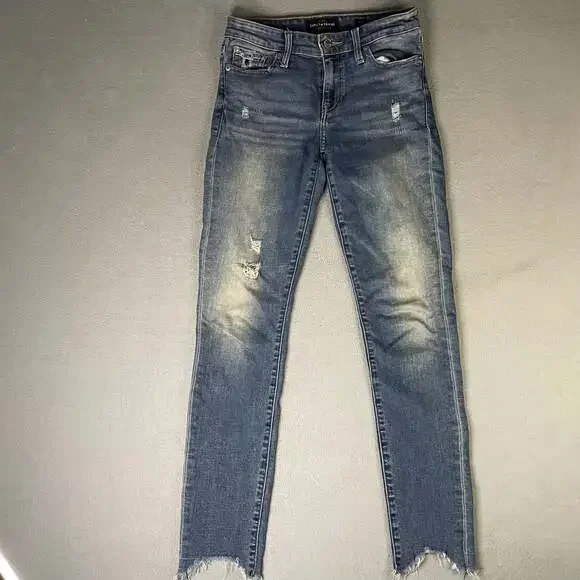 Lucky Brand Women's Distressed Mid-Rise blue Skinny Jeans Size 0/25
