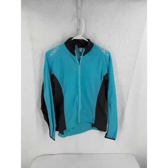 Cannondale Teal Black Full Zip Reflective‎ Accents Rear Pocket Jacket Medium