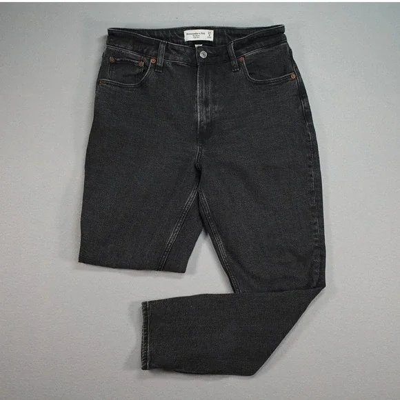 Abercrombie &‎ Fitch The 90s Straight High Rise Jeans Womens 27 Black Wash Denim