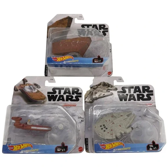 Hot Wheels Star Wars Starships Landspeeder‎ Sandcrawler Millennium Falcon Lot