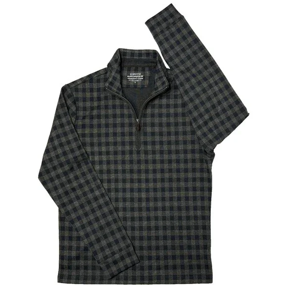 NWOT Vineyard Vines OTG Bluffs Quarter Zip Pullover Gray Black Plaid Men Size S