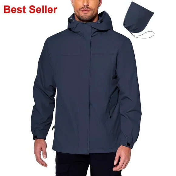 Waterproof Lightweight Packable Rain Jacket With Hood Windbreaker