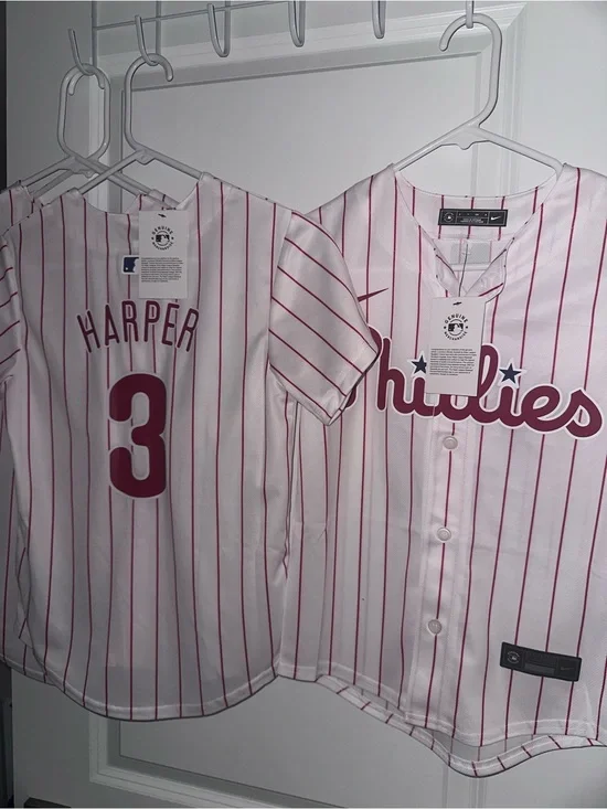 Nike White and Maroon Philadelphia Phillies Kids Jersey - Harper #3
