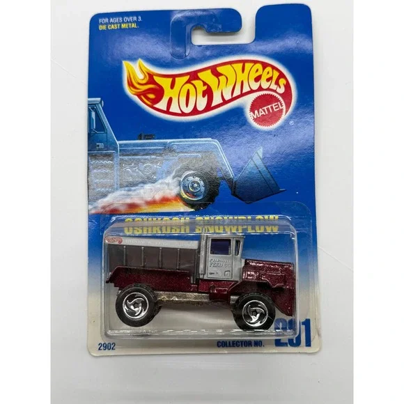 Hot Wheels Oshkosh Snowplow Maroon Fresno Feed‎ Co 1991 Workhorses Collector 201