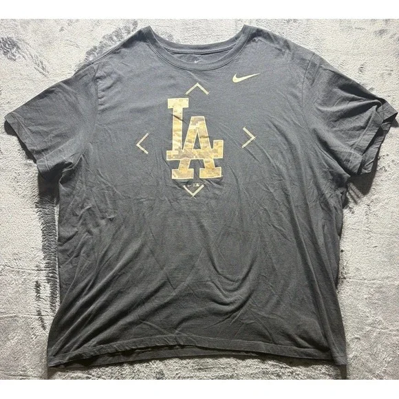 Nike Los Angeles Dodgers Camo Logo T-Shirt Black Sz. 2XL 
