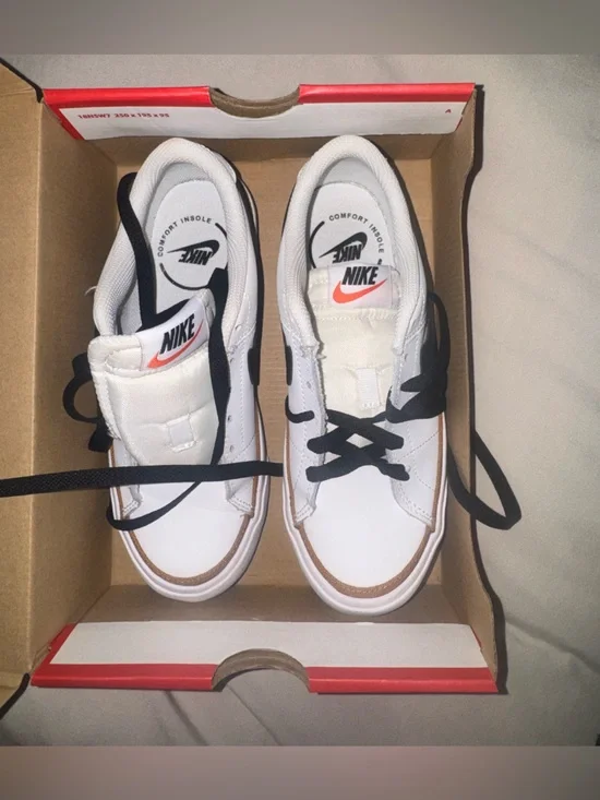 Nike White Sneakers with Black Laces