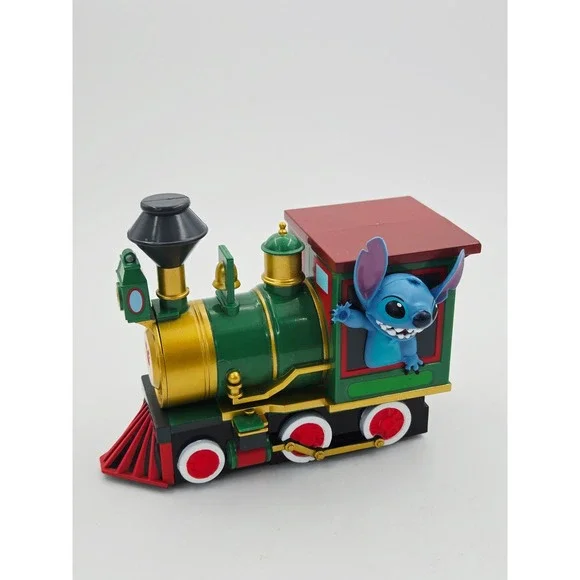 Disney Parks Exclusive Stitch Pullback Train Locomotive Figure Green Gold Red