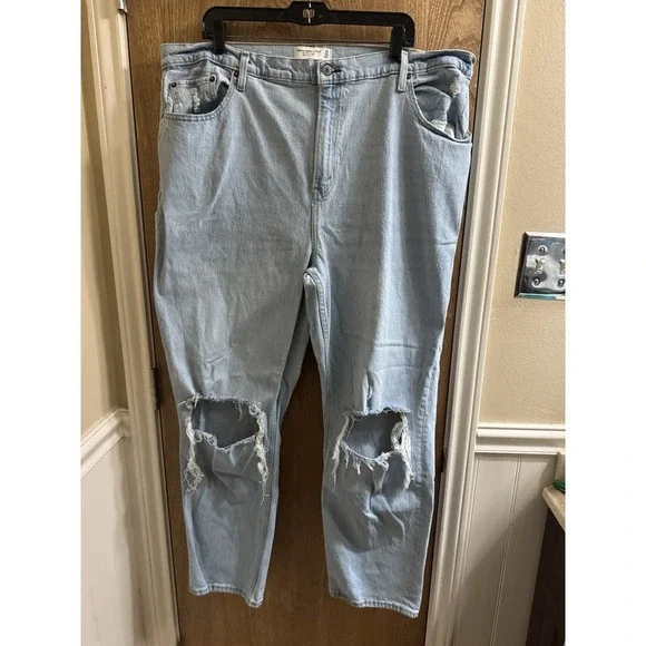 Abercrombie & Fitch Jeans Womens 90s Straight Ultra High Rise Distressed 35/20R