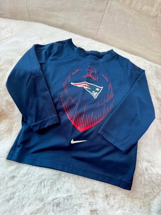 Nike Kids' Navy New England Patriots Long-Sleeve Tee, Sz 2T