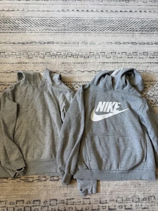 Nike Gray Pullover Hoodie Pair with White Swoosh