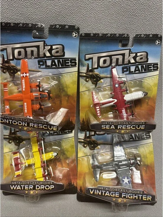 Tonka Planes Lot Of 4 Pontoon & Sea Rescue, Water Drop, Vintage Fighter Not Mint