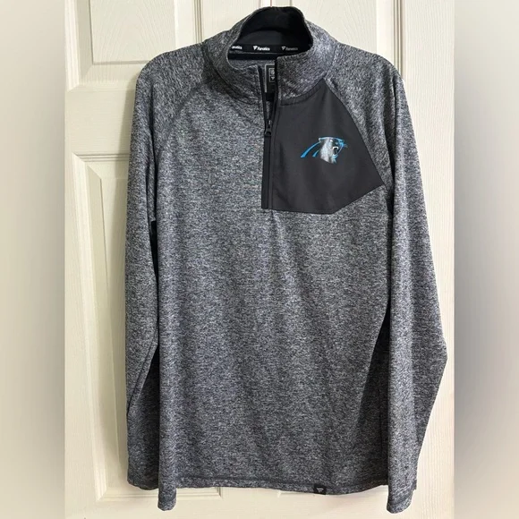 Fanatics Carolina Panthers Heather Gray and Black Quarter-Zip Pullover