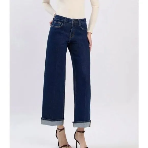 Vervet high rise cuffed wide leg jeans size 27