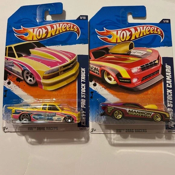 Hot Wheels 2011 HW Drag Racers Chevy Pro Stock Truck & '10 Pro Stock Camaro Lot