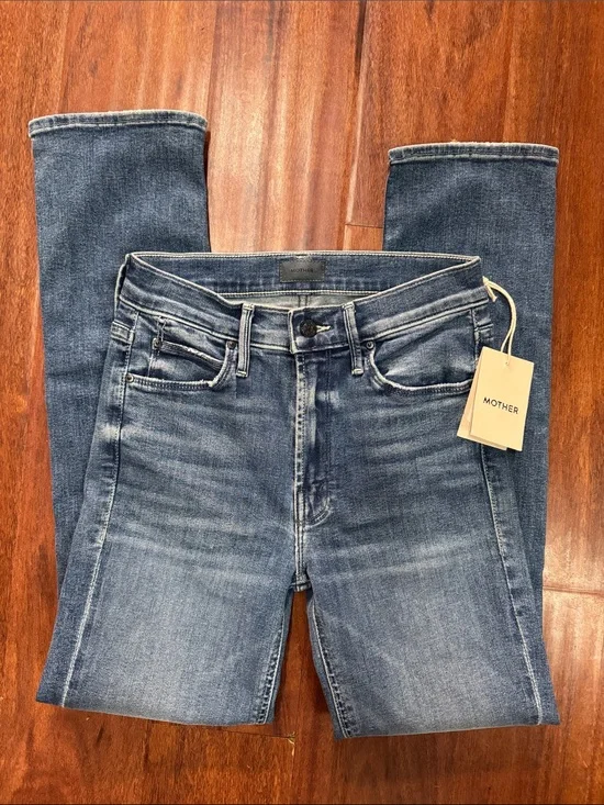 NWT MOTHER the mid rise dazzler ankle skinny Jeans in Faded Blue Wash Sz 24