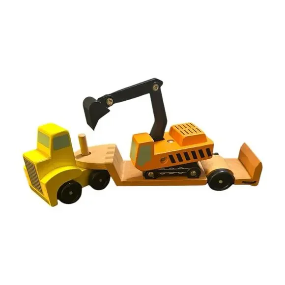 Melissa & Doug Yellow and Orange Dump Truck and Excavator Toy Set