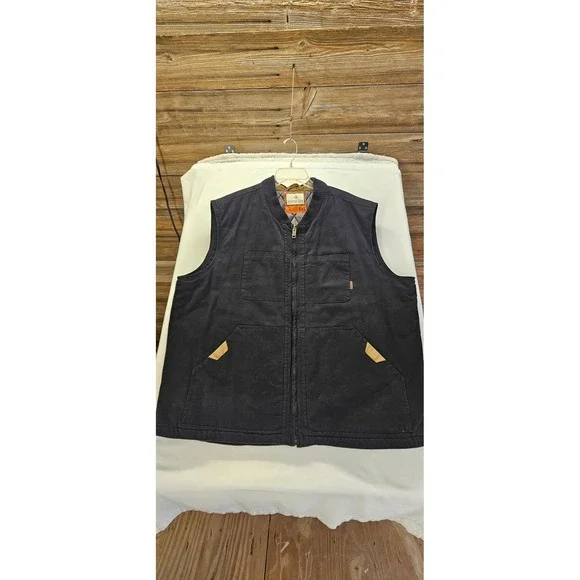 Legendary Whitetails Mens 3XL Canvas Workwear Vest Black Quilted Lined Full Zip