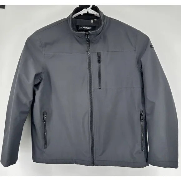 Calvin Klein Full Zip Faux‎ Fir Lined Full Zip Jacket Polyester Shell Gray Large