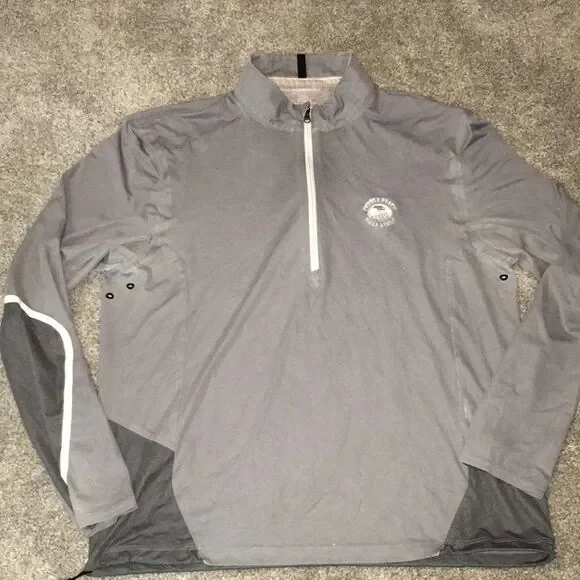 Worn out RLX Polo Ralph Lauren Pebble Beach 1919 Grey golf pullover wind shirt