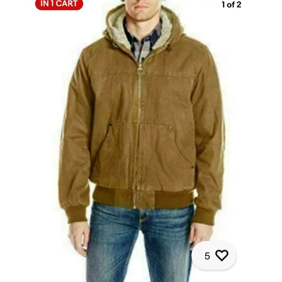G.H. Bass & Co Mens Sherpa Lined Hooded Cotton Workwear Jacket XXL Chore Outdoor
