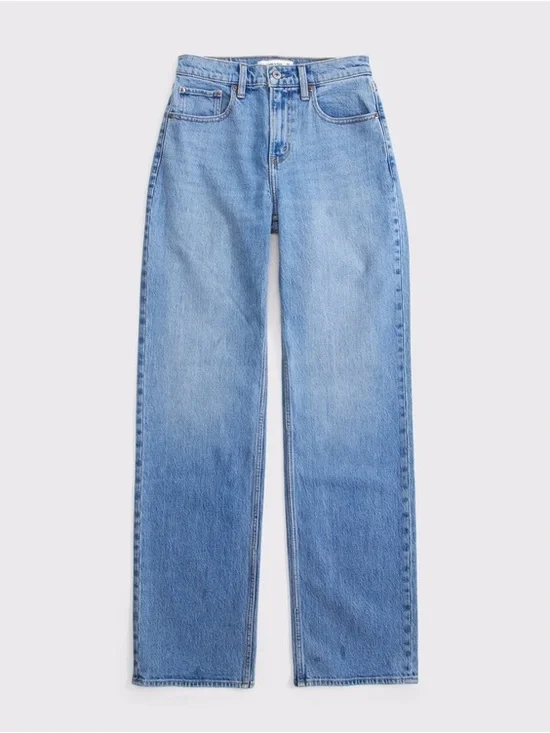 Abercrombie & Fitch High Rise Straight Leg Jeans Size 10 Vintage Wash