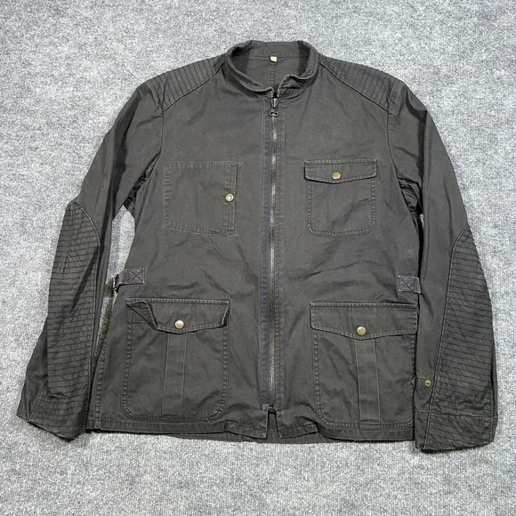 Rag & Bone Mens Wax Jacket Field Charcoal Black Quilted Utility Coat‎ Size 42