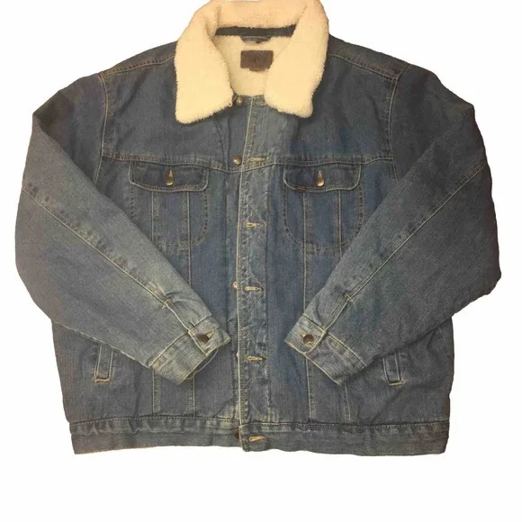 Vintage Lee Denim Jean Jacket Sherpa Lined Size XXLarge Western Trucker Cowboy