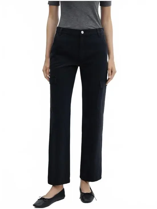 Mango 100% Cotton Pocket Cargo Jeans Pants Charcoal Size 4/S