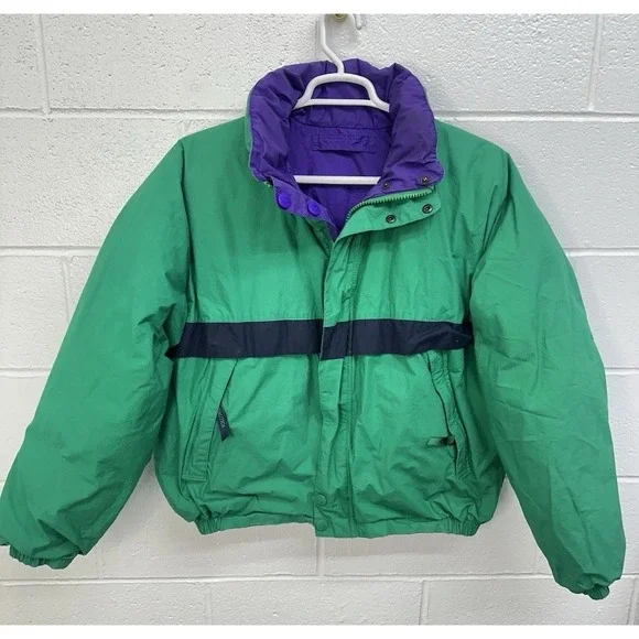 VTG 90s Nautica Reversible Down Jacket‎ Purple Green / Size XL
