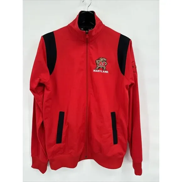 University of‎ Maryland UMD Under Armor Jacket Men's Medium Red/Black Full Zip