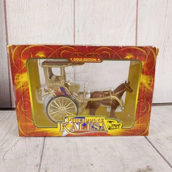 OPEN BOX - Philippine Kalesa Die-Cast Horse Drawn Carriage - GOLD EDITION 6 in