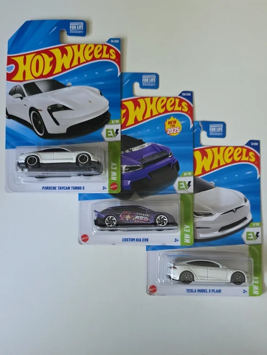 Hot Wheels EV Set Of 3— Tesla, Porsche, Kia