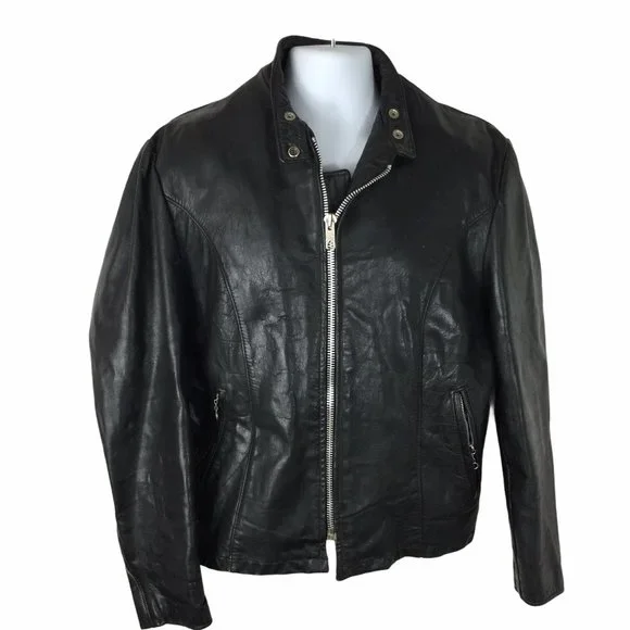 Excelled Black Leather Jacket,‎ Vintage, 42R,