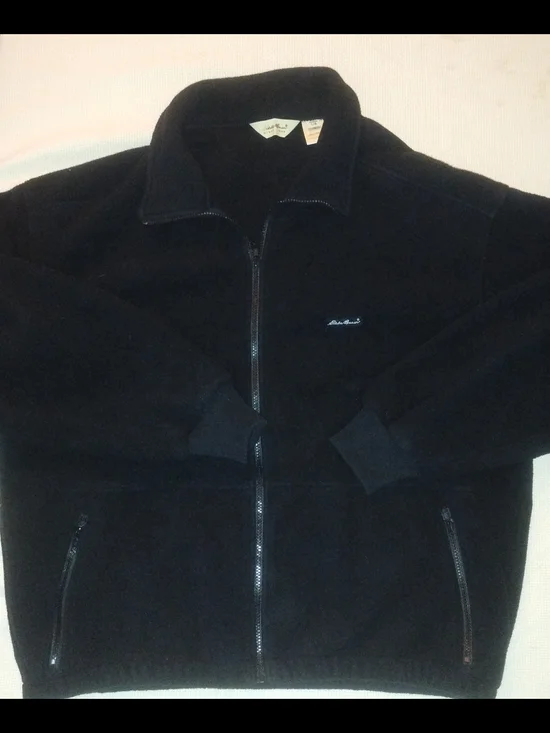 Eddie Bauer Polartec Mens L Black Fleece Jacket