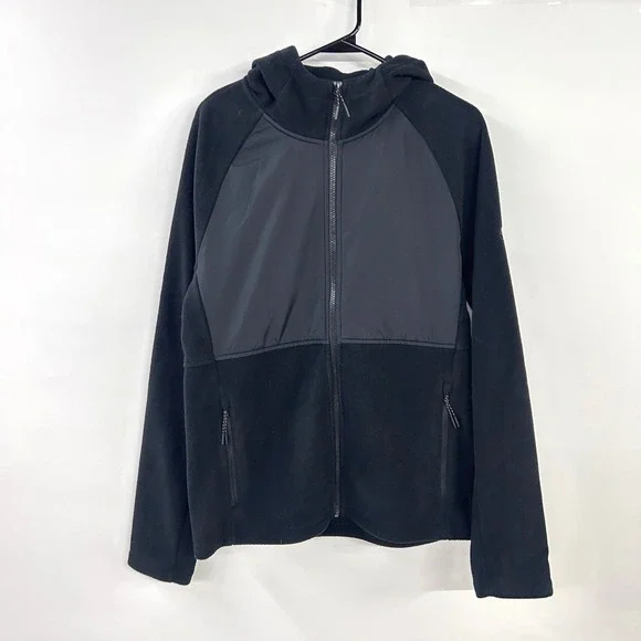 Asics Fleece Hoodie Full Zip Wind Resistant Small Black Gorpcore Sporty Athletic