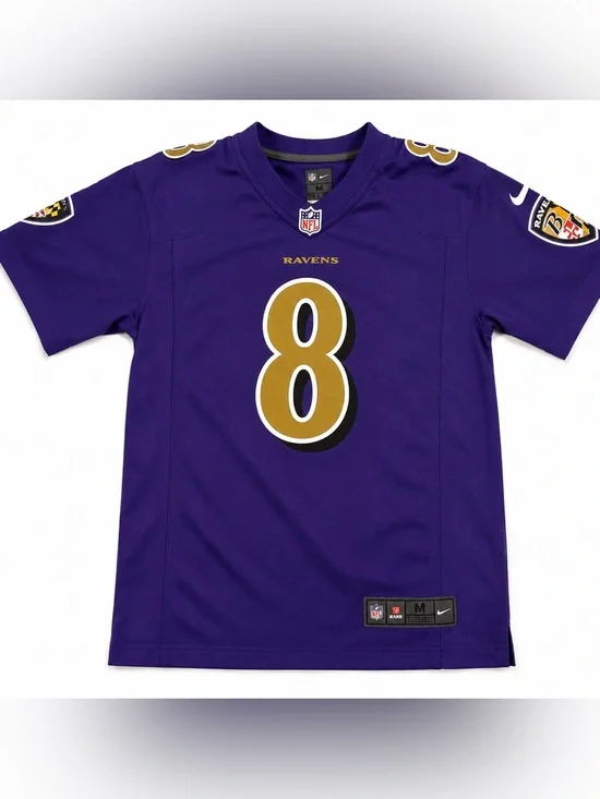 Nike NFL Lamar Jackson #8 Baltimore Ravens Youth Medium Purple Player Jersey