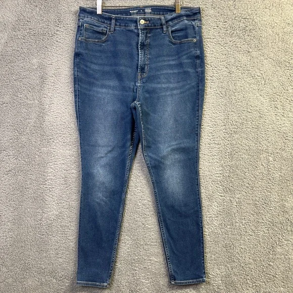 Old Navy Rockstar Jeans 16 Blue Denim Extra High Rise 360 Stretch Super Skinny