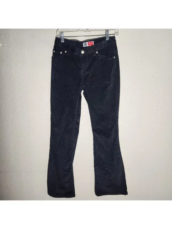 Arizona Jean Co Hipster Black Glitter Flared Pants Womens Size 3 Cotton Blend