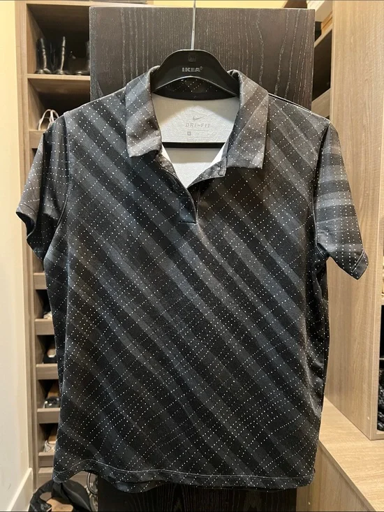 Boys Nike Black & Gray Dri-FIT Microdot Polo Sz L