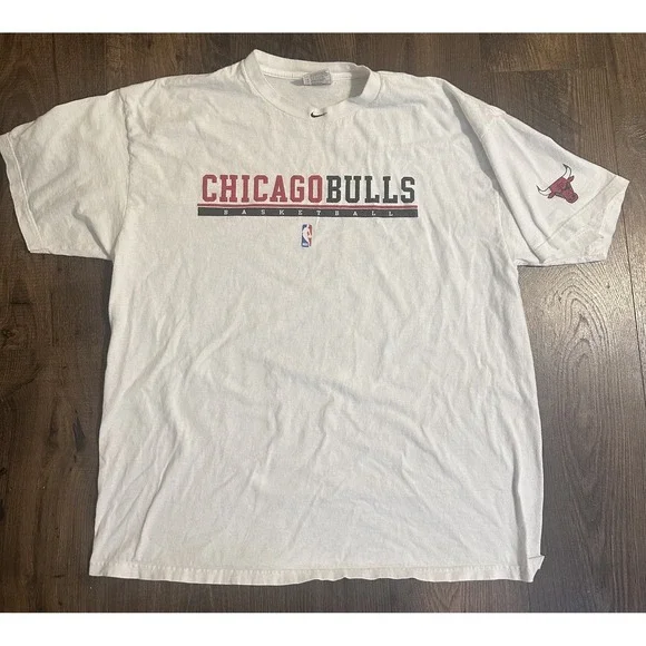 Vintage Chicago Bulls Shirt Men XL White NBA Mini Swoosh Collar 90s Nike