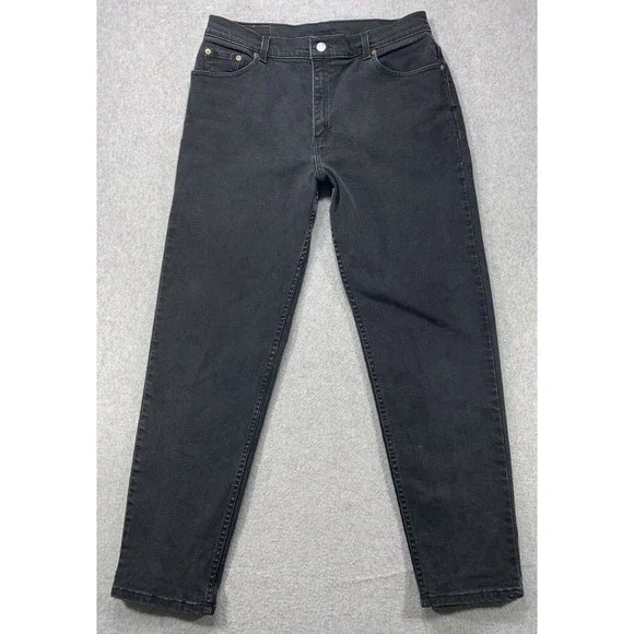 Levi’s 550 Jeans Womens 32x29 Black Relaxed Fit Tapered Denim Faded Distressed‎
