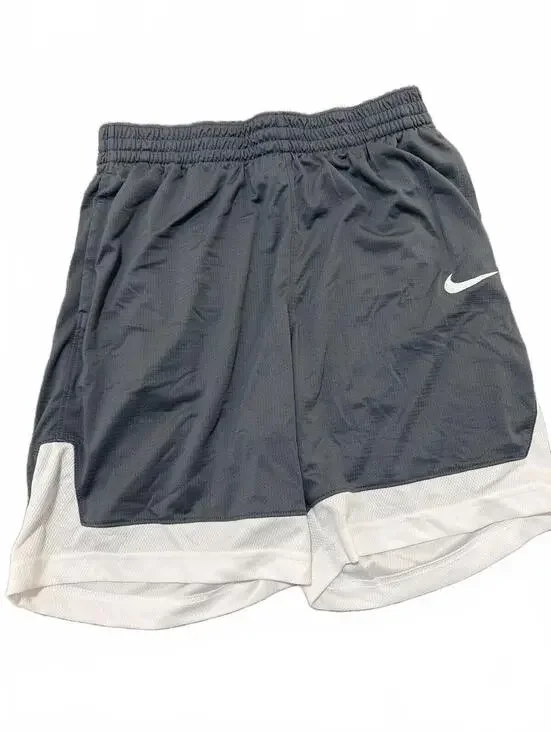 Nike Boys Kids Dri-FIT Athletic Shorts Gray White L+ Husky