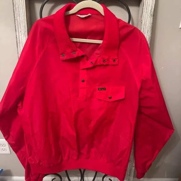 Eddie Bauer Red‎ Pullover Windbreaker Jacket Vintage Nylon Anorak XL