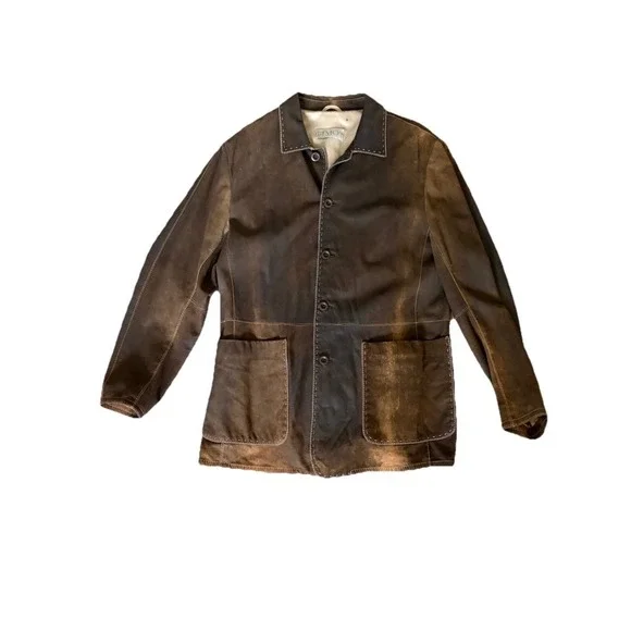 Vintage Gimo's‎ Leather Jacket Lightweight US L 44 Brown Distressed Italy READ