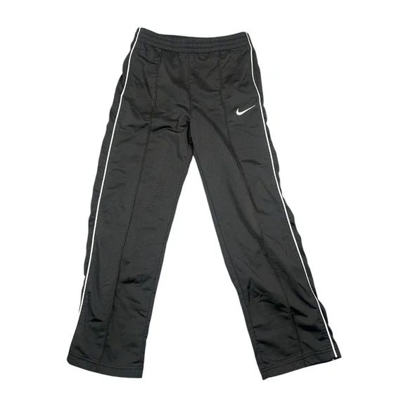 Nike Black Track Pants White Piping Swoosh Logo Athletic Joggers Size Boy Medium