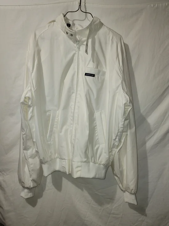 Members Only White Bomber Jacket with Chest Logo