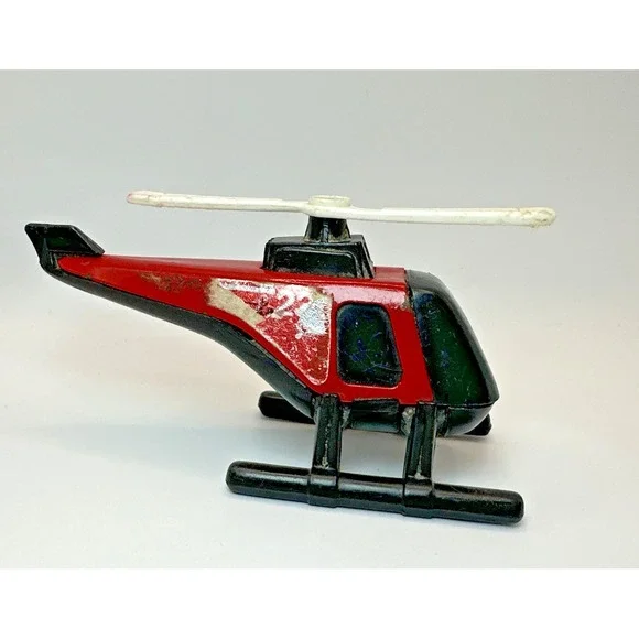Vintage 1985 Tonka Fire Rescue Helicopter #23 Diecast Red Black Fire Dept Toy