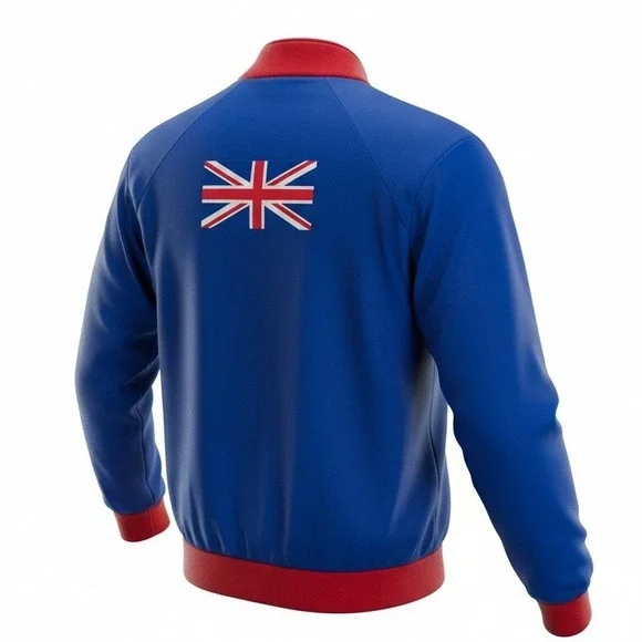 Blue Red Union Jack‎ Track Jacket Full Zip Mens Size L Made in USA VTG Full Zip