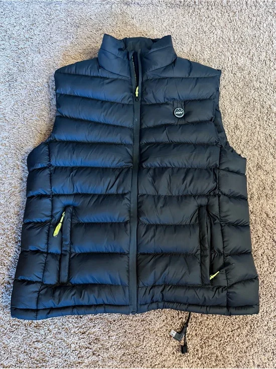 HWV Men's Black Puffer Vest - Lightweight Heated Vest with Pockets for Batteries